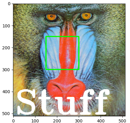 Images/Image_Processing_With_OpenCV_and_Pillow/cv2_rectangle_and_text_on_baboon.png